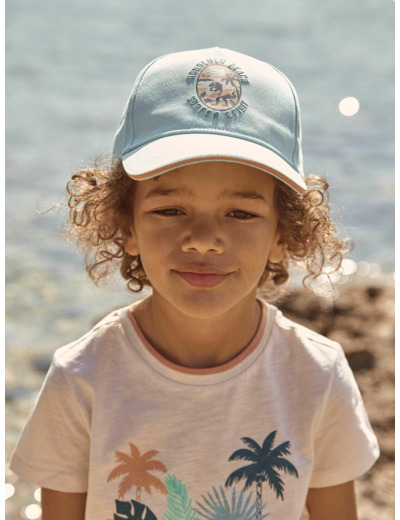 Casquette turquoise en twill à motif dinosaure