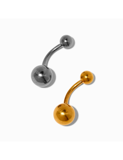 Barres de piercing de nombril 1,6 mm en titane métaux mixtes - Lot de 2