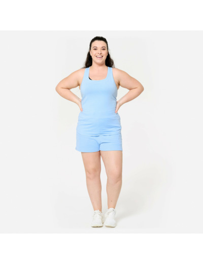 Short de fitness avec poche femme, bleu flocon