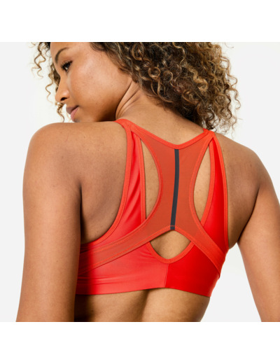 Brassière zippée double maintien fort Femme, Rouge