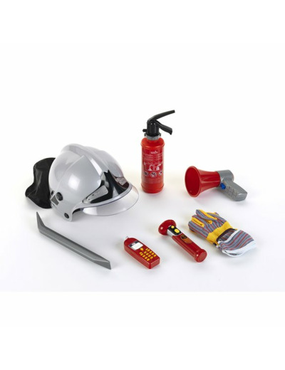 SET POMPIER AVEC CASQUE ET MÉGAPHONE - 7 PIÈCES