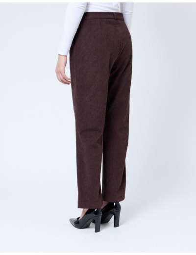 Pantalon long droit uni MARRON Femme