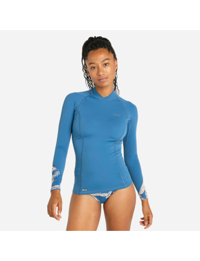 Tee shirt anti uv manches longues Femme - 900 palmer bleu