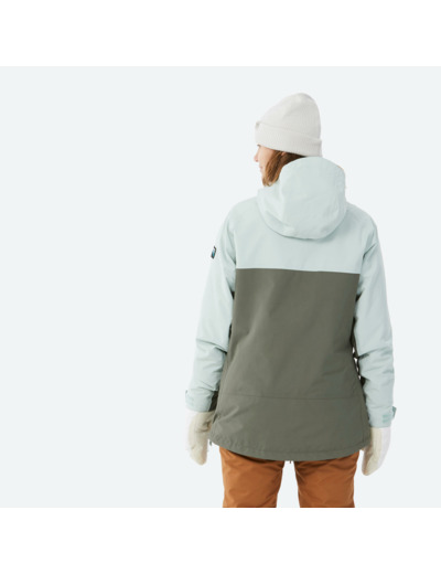Veste de snowboard 1/2 zip femme, SNB 100 vert kaki