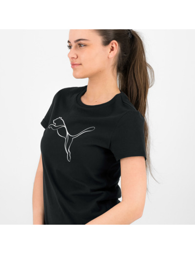 Tee shirt imprimé logo Puma femme - noir