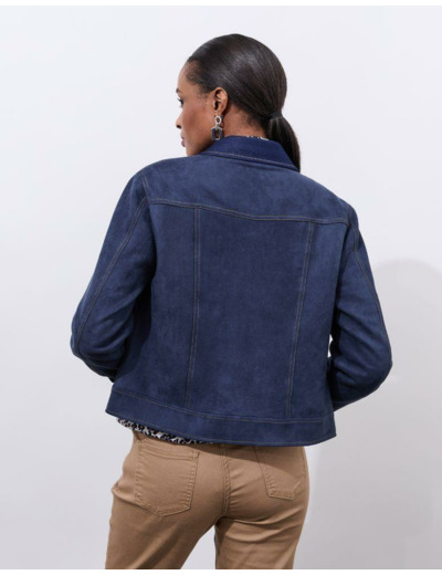 Blouson en suédine uni décoré MARINE Femme