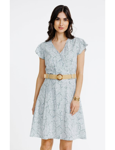 Robe cache-coeur avec ceinture rafia