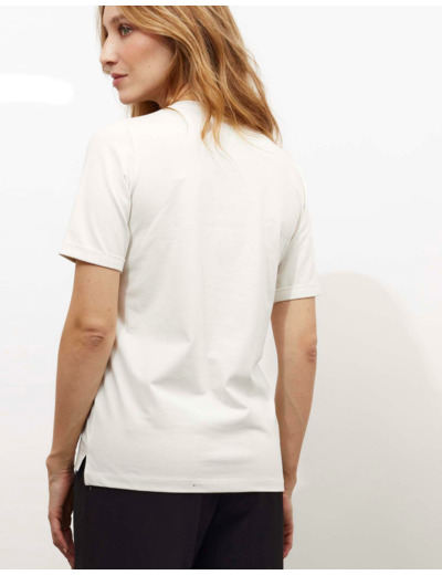 T-Shirt manches courtes imprimé placé BLANC Femme