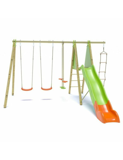 PORTIQUE BOIS MÉTAL 2,30 MÈTRES AVEC TOBOGGAN