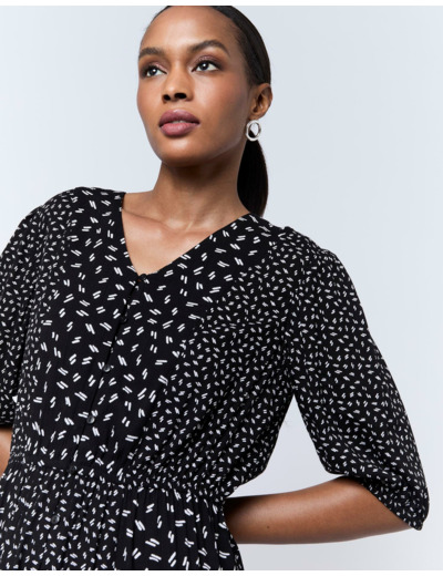 Robe midi imprimée NOIR
