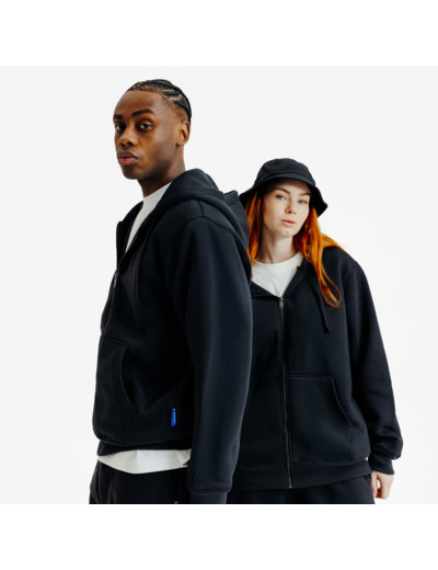 Sweat zippé mixte, Elementals, noir
