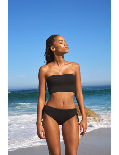 Bandeau haut de maillot à nouer détails perles,Bandeau haut de maillot à nouer détails perles;${refinementColor}