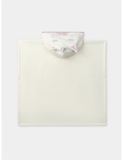 Poncho de bain écru à capuche