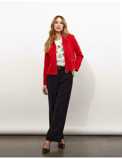 T-Shirt manches courtes imprimé placé BLANC Femme