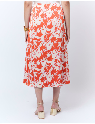 Jupe courte imprimé à fleurs ORANGE