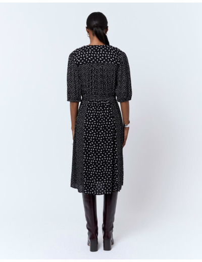 Robe midi imprimée NOIR