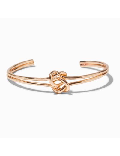 Bracelet manchette double nœud couleur dorée