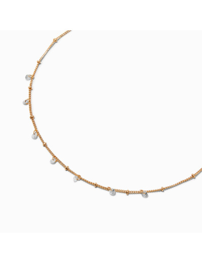 Collier de chaîne couleur dorée avec breloque confetti en zircon cubique d'imitation