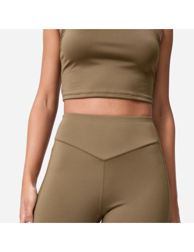 Legging fitness galbant taille haute femme, marron
