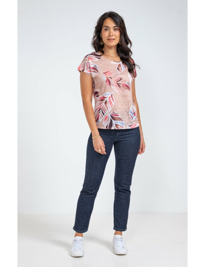 Tee-Shirt Col Rond Imprimé Placé