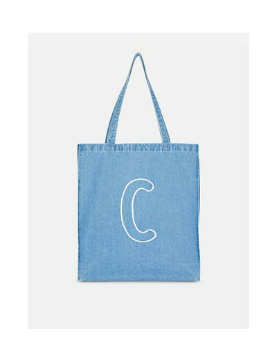 Sac cabas en denim à initiale
