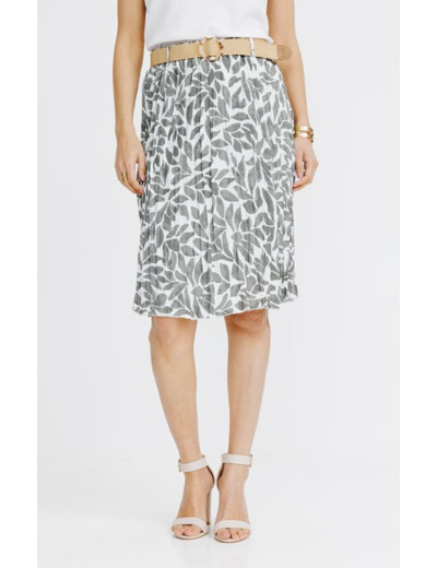 Jupe midi imprimée avec ceinture