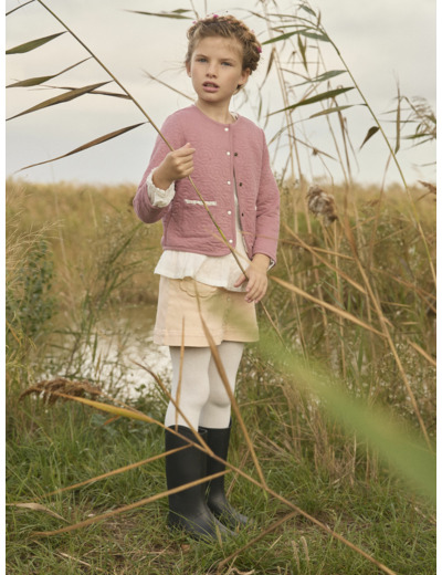 Cardigan réversible fleuri ou uni