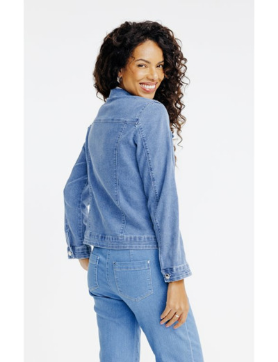 Veste en denim délavée brodée