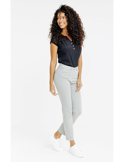 Pantacourt stretch brodé