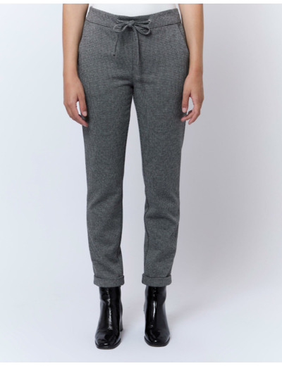 Pantalon 7/8 cigarette pied de puce GRIS Femme