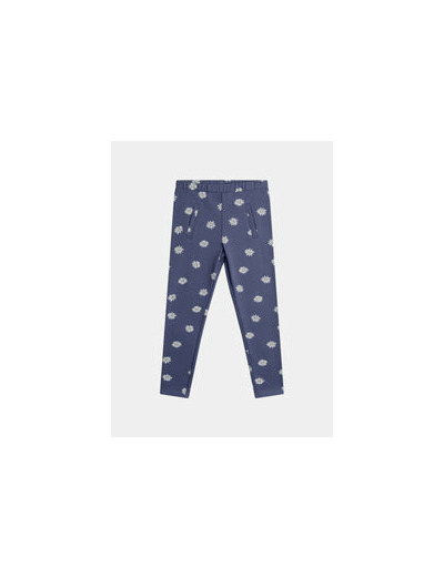 Pantalon bleu imprimé fleurs pour fille