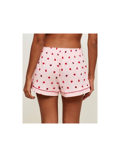 Short en jersey côtelé avec motifs cœurs et coccinelles