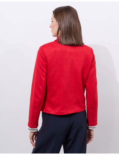 Veste courte en suédine unie ROUGE Femme