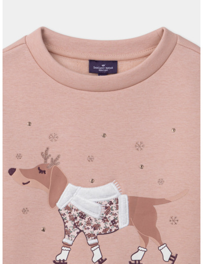 Sweat rose doublé polaire