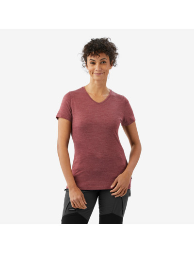 T-shirt manches courtes en laine mérinos femme, Merino Fresh marron