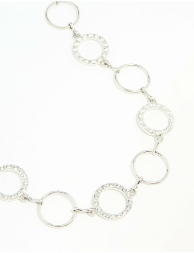 Silver Diamante & Plain Circle Belt