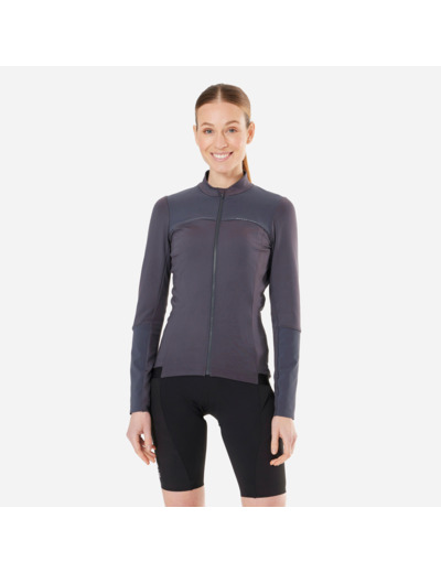 Maillot Vélo VTT Cross country Temps Frais Manches Longues Femme - Gris