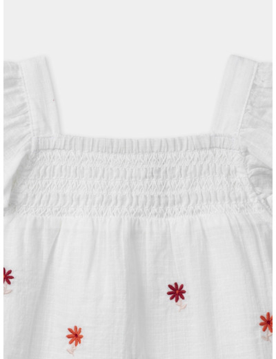 Blouse à smock brodée