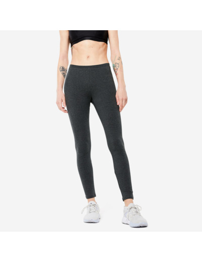 Legging fitness long coton extensible ceinture basse femme - Salto gris foncé ch