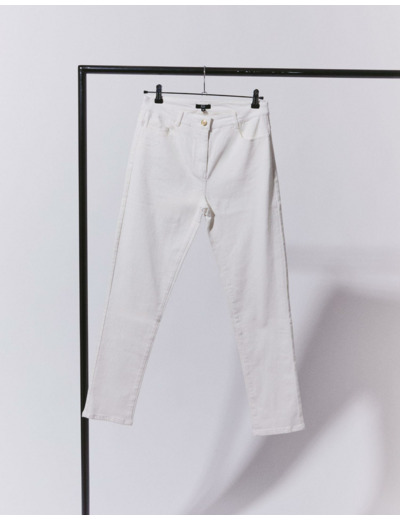 Pantalon 7/8 slim uni BLANC Femme