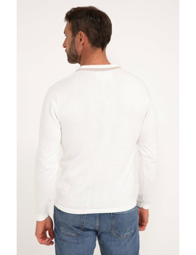 Pull col polo uni Creme