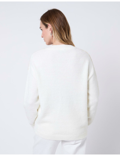 Pull épais en mélange laine bicolore ECRU Femme