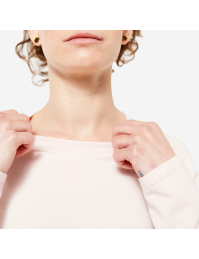 Tee-shirt en coton manches longues femme, rose clair