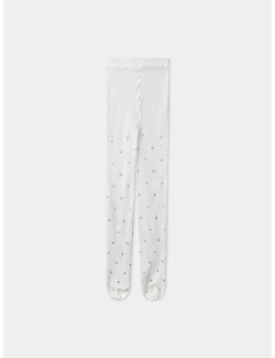 Collant microfibre écru fleuri