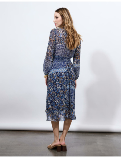 Robe midi imprimée BLEU