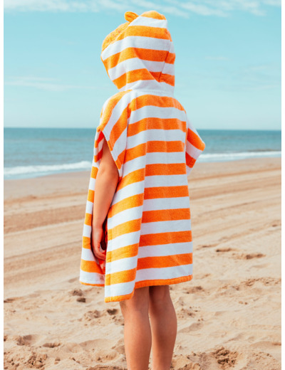 Poncho de bain rayée à capuche