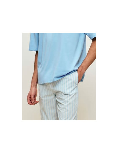 Pantalon en popeline de coton à rayures