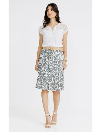 Jupe midi imprimée avec ceinture