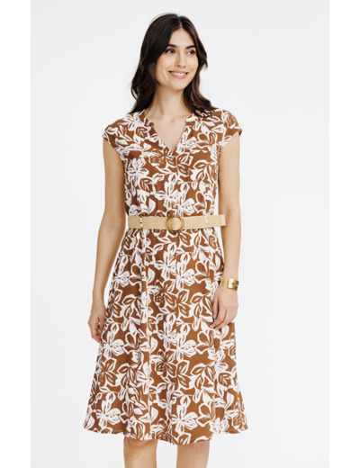 Robe chemise avec ceinture rafia