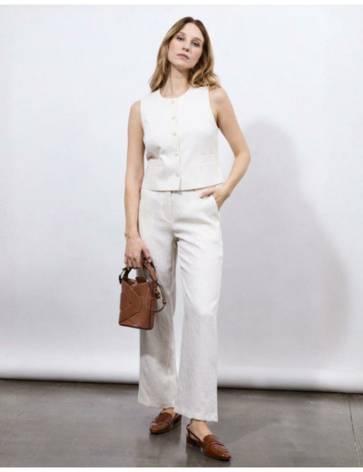 Gilet court uni BLANC Femme